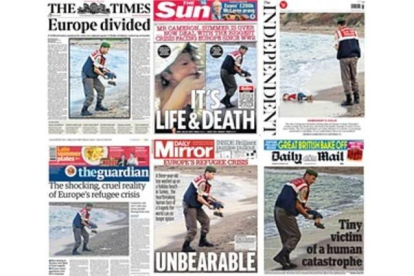 Algunas de las portadas de la prensa británica, críticas con la UE.-