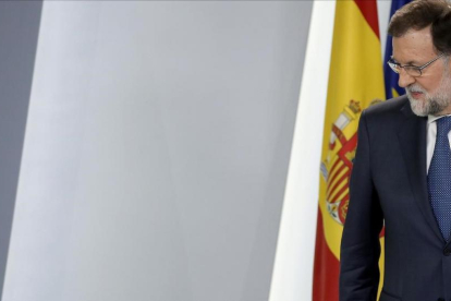 Mariano Rajoy, después de una rueda de prensa en la Moncloa, el pasado 7 de septiembre.-JOSE LUIS ROCA