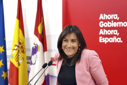 La secretaria de Organización del PSOE de Castilla y León, Ana Sánchez, analiza los resultados electorales.-ICAL