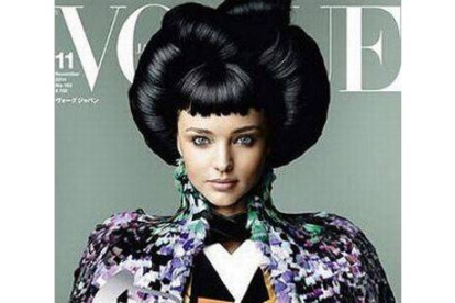 La portada de noviembre de 'Vogue' Japón, con Miranda Kerr vestida de gueisha.-