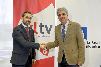 Eduardo Álvarez y J. Carlos Prieto, directores de RTVCyL y Santa María la Real.-E.M.