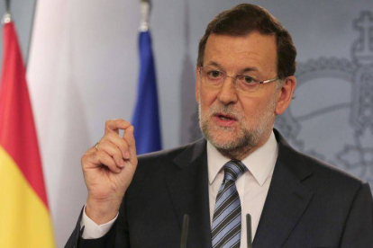 El presidente del Gobierno, Mariano Rajoy, durante su comparecencia hoy ante los medios de comunicación en el Palacio de la Moncloa.-Foto: EFE