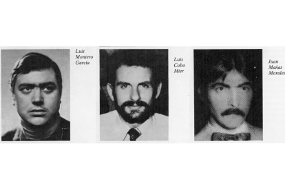 El salmantino Luis Montero junto a sus amigos, también asesinados en lo que se conoció como 'El Caso Almería', Luis Cobo y Juan Mañas. FOTO CEDIDA POR 'DESMEMORIADOS CANTABRIA'