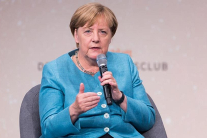 Merkel interviene en un coloquio sobre el futuro de Occidente, en Berlín, el 23 de agosto-GETTY IMAGES