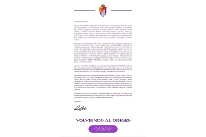 Carta de Ronaldo a los abonados. / EL MUNDO
