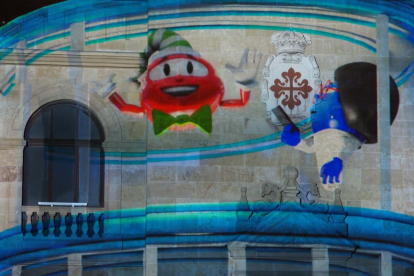 'Videomapping' navideño proyectado en la fachada de la Academia de Caballería.- PHOTOGENIC