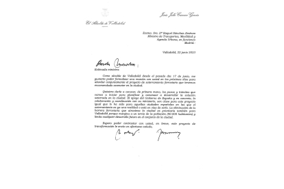 Carta de Carnero a la ministra Raquel Sánchez.- E. M.