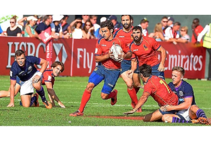 Un jugador de la selección española de Seven durante un partido.-FERUGBY