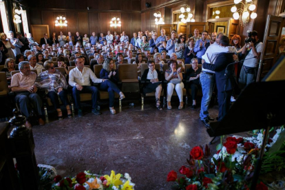 Homenaje en el Ayuntamiento de Soria a Eloísa Alvarez, primera alcaldesa de la ciudad, fallecida ayer.-ICAL
