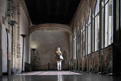 La imagen de Unamuno en el claustro de la Universidad de Salamanca es una de las más icónicas.-ENRIQUE CARRASCAL