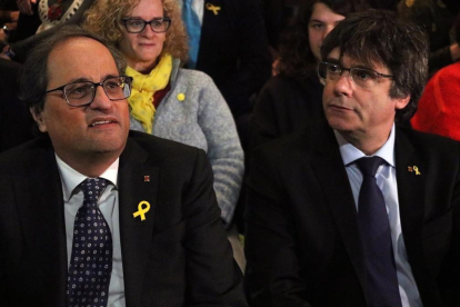 Quim Torra y Carles Puigdemont, el pasado 8 de diciembre en Bruselas.-ACN