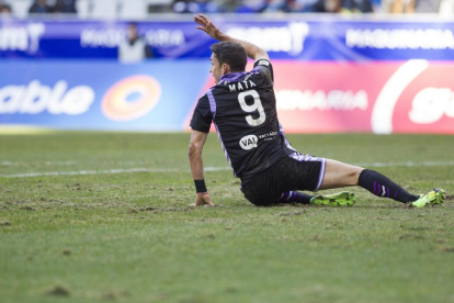 Jaime Mata se lamenta durante un partido del Real Valladolid-EL MUNDO