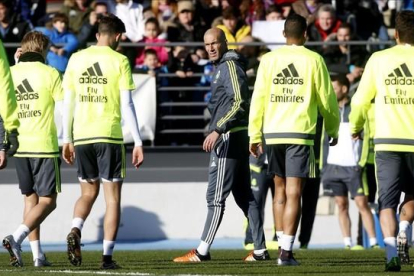 Zidane, durante su primer entrenamiento con el Real Madrid-DAVID CASTRO