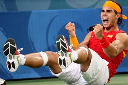 Rafael Nadal, el día que se proclamó campeón olímpico en Pekín 2008.-EFE