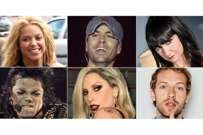 Shakira, Enrique Iglesias, Amaral, Michael Jackson, Lady Gaga y el líder de Coldplay, entre los que han sido señalados como copiones.-