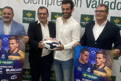 Presentación de la Supercopa de rugby en Caja Rural Zamora con Nacho González, Narciso Prieto, Diego Merino y Jorge Calleja. / G. VELASCO