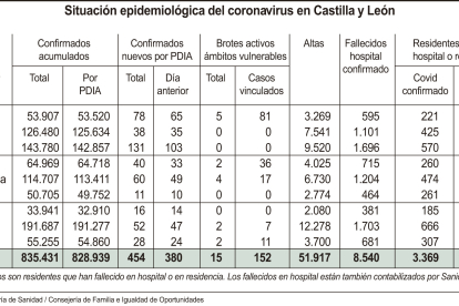 Situación epidemiológica del coronavirus en Castilla y León. / ICAL
