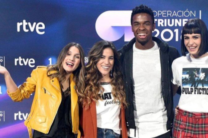 Sabela, Julia, Famous y Natalia, cuatro de los nueve exconcursantes de OT 18 que participarán en la Gala de Eurovisión.-EL PERIÓDICO