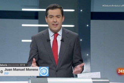 Juanma Moreno en el debate a cuatro de RTVE.-RTVE