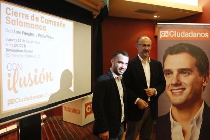 Luis Fuentes y Pablo Yáñez en el acto de cierre de campaña de Ciudadanos en Salamanca-Ical