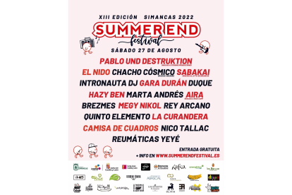 Cartel promocional del Summer End de Simancas en Valladolid. - SUMMER END FESTIVAL