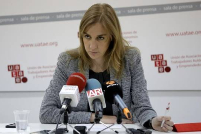 Tania Sánchez, durante la rueda de prensa que ha ofrecido este martes.-Foto: JOSÉ LUIS ROCA