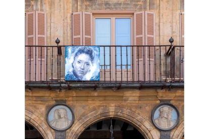 Retrato de Margarita Manso realizado por Florencio Maíllo para la exposición ‘Folklorquiando Retrato’, dedicada a Lorca, que pudo verse en junio de 2023 en la Plaza Mayor de Salamanca para conmemorar el 125 aniversario del nacimiento del poeta granadino.- ICAL