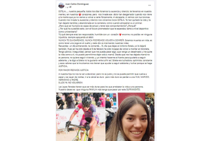 Carta abierta de Juan Carlos Domínguez a su hija Estela Dominguez. / FACEBOOK