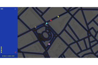 Una partida del videojuego 'Pacman' por las calles del centro de Barcelona.-Foto: GOOGLE MAPS