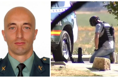 El teniente coronel Pedro Alfonso Casado. Un compañero de la Guardia Civil cae de rodillas tras el disparo de el jefe de la UEI.
