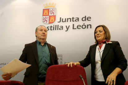 El presidente de Asaja en Castilla y León, Donaciano Dujo, junto a la consejera de Agricultura, Milagros Marcos.-ICAL