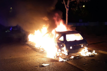 Arde un vehículo esta madrugada en la calle Miguel Ruiz de Tremino en Valladolid.- ICAL.