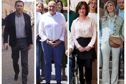 Los candidatos a la alcaldía de Valladolid Óscar Puente (PSOE), Jesús Julio Carnero (PP), María Sánchez (VTLP) e Irene Carvajal (VOX). -E.M.