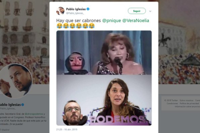 Tuit de Pablo Iglesias comparando a Echenique con Doña Rogelia.-TWITTER