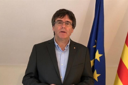 Carles Puigdemont en un vídeo difundido en un acto en Reus-EUROPA PRESS