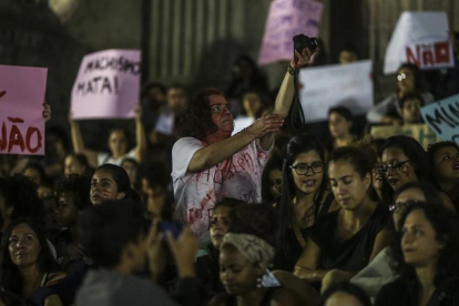 Activistas protestan en Río contra la violación de una adolescente el pasado 27 de mayo-EFE