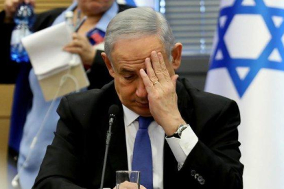 El primer ministro israelí, Binyamin Netanyahu, durante una rueda de prensa el pasado 20 de noviembre en la Kneset.-GALI TIBBON (AFP)