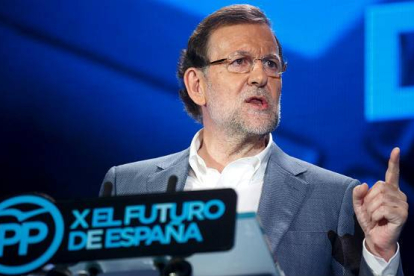 El Presidente del Gobierno Mariano Rajoy durante su discurso de clausura de la Conferencia Política 2015 del PP en Madrid.-Foto: DAVID CASTRO