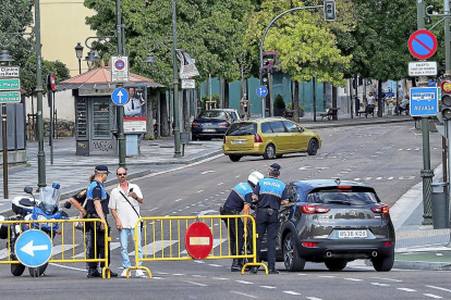 Imagen de archivo de un corte de tráfico en el centro de Valladolid.