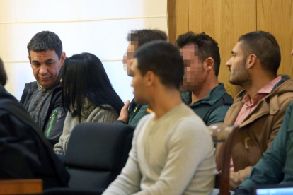 Los cuatro acusados del doble crimen del club 'Las Vegas' de Medina del Campo, durante un momento del juicio en la Audiencia Provincial.-