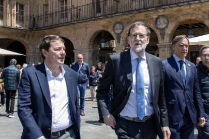 El expresidente del Gobierno Mariano Rajoy y el presidente del PPCyL , Alfonso Fernández Mañueco visitan Salamanca