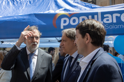 El expresidente del Gobierno Mariano Rajoy y el presidente del PPCyL , Alfonso Fernández Mañueco visitan Salamanca. ICAL