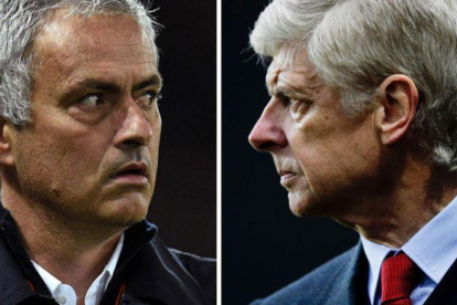 Mourinho y Wenger vuelven a verse las caras este sábado en Old Trafford.-