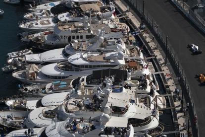 Vista aérea de Mónaco, durante el Gran Premio del 2018.-