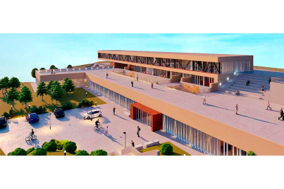 Infografía del nuevo edificio que albergará el centro de mayores y la biblioteca de Parquesol. - E. M.