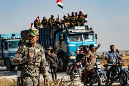 Fuerzas sirias llegan a la ciudad de Tal Tamr.-