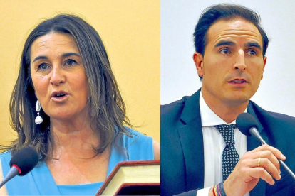 La portavoz de Medina Primero, Olga Mohíno y El alcalde de Medina del Campo, Guzmán Gómez.-