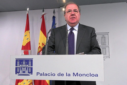 Herrera, en un momento de su comparecencia  tras la reunión con Pedro Sánchez en L a Moncloa.-ICAL