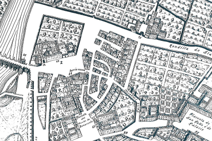 'Barrio Nuevo', más tarde llamado barrio de San Nicolás, a mediados del siglo XVIII, según el plano de Ventura Seco de 1738 . ARCHIVO MUNICIPAL