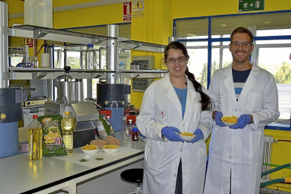 Dos investigadores en uno de los laboratorios de la Universidad Católica de Ávila.-E.M.